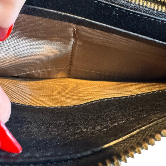 Chloe Lily Black Leather Wallet with Gold Bow